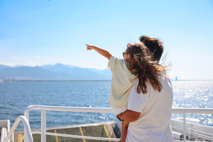 Father and daughter on a boat trip
