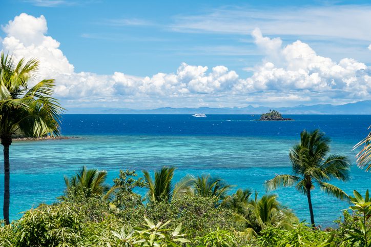 Ocean landscape with distant islands