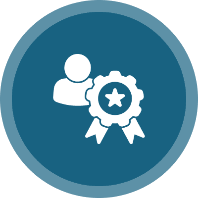 Achievement badge with person silhouette