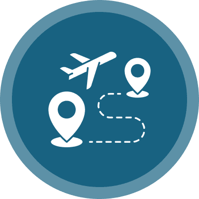 Flight path symbol on blue background