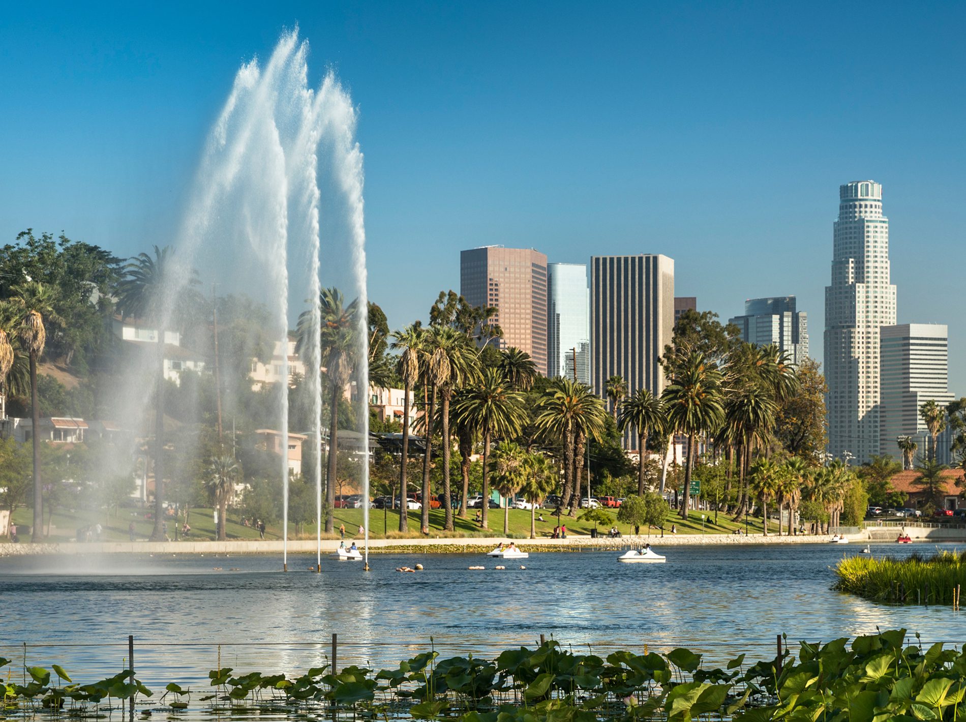 Los Angeles park with water fountain